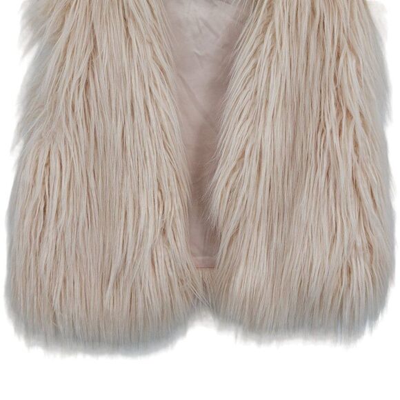 Tart Collections Shaggy Faux Fur Vest S Pastel Pink Open Vegan Barbiecore Glam H - Picture 6 of 11